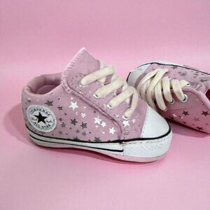 CONVERSE Girls Baby Star Print Crib Sneakers Shoes Size 1